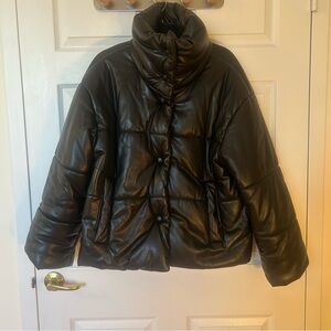 Nanushka Black HIDE Okobor™ Alt-Leather Puffer Jacket